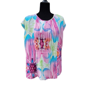 Vertigo Paris Sheer Sleeveless Colorful Floral Blouse Size‎ Medium